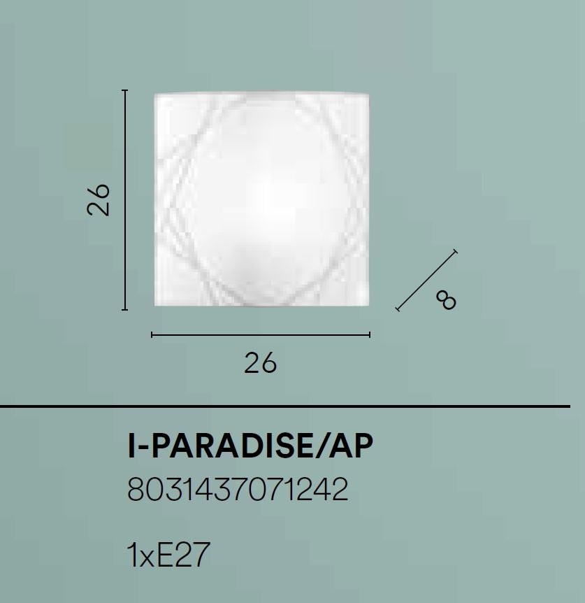 Applique in vetro satinato con decori ad incisione 1XE27 non incl. PARADISE Applique in vetro satinato con decori ad incisione 1XE27 non incl. PARADISE